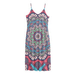 Pastel Mandala Bohemian Pattern Print Jersey Midi Cami Dress