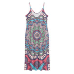 Pastel Mandala Bohemian Pattern Print Jersey Midi Cami Dress