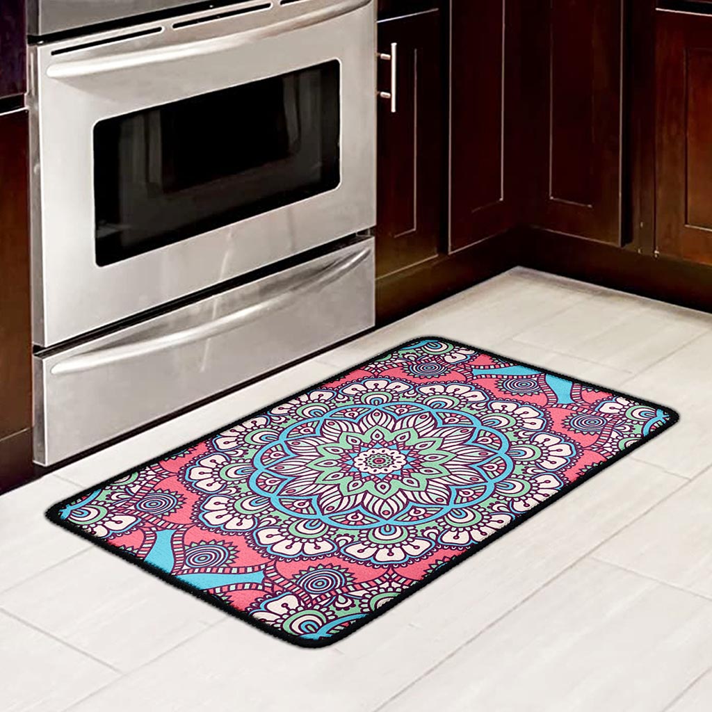 Pastel Mandala Bohemian Pattern Print Kitchen Mat