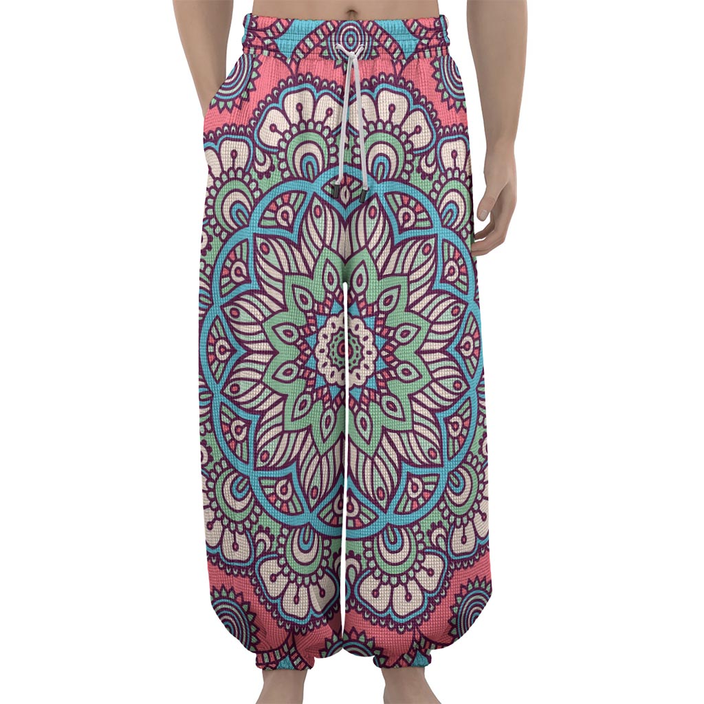 Pastel Mandala Bohemian Pattern Print Lantern Pants