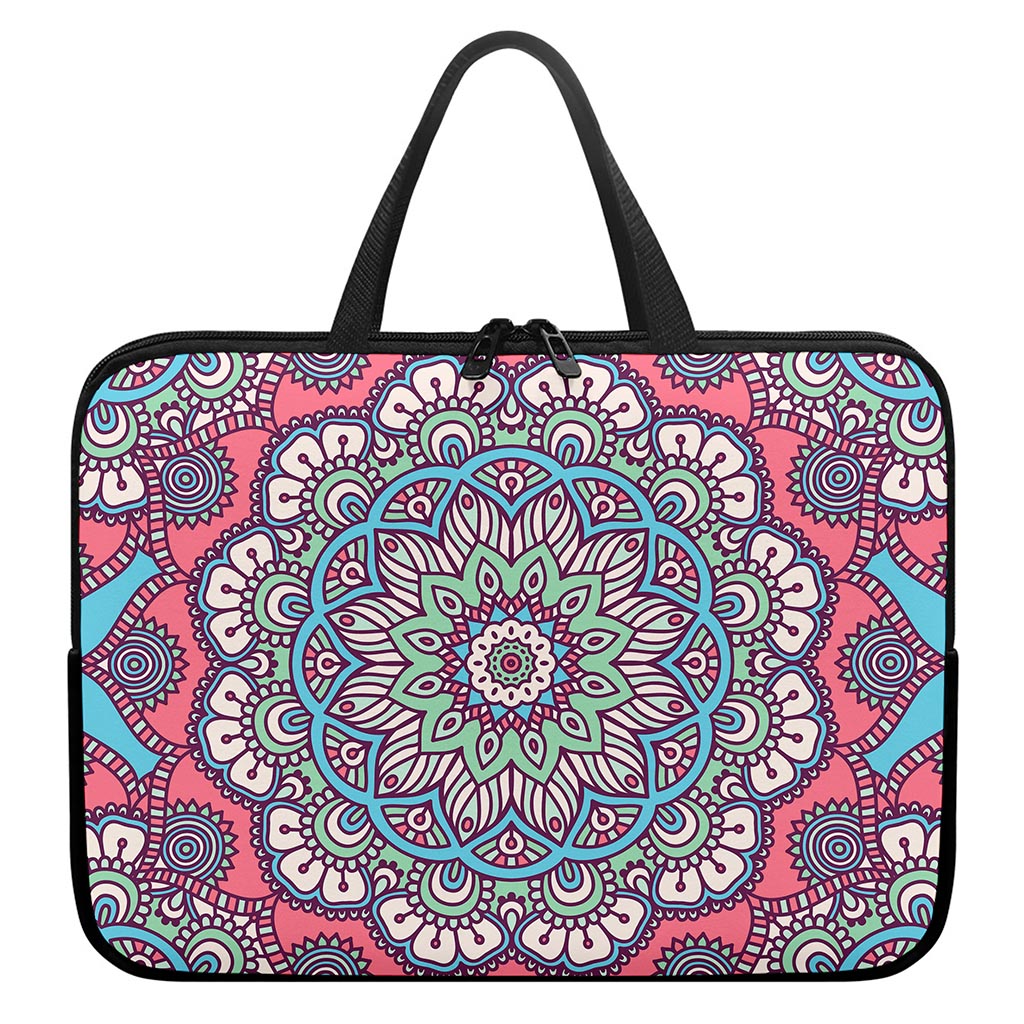 Pastel Mandala Bohemian Pattern Print Laptop Sleeve With Handle
