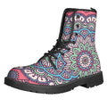 Pastel Mandala Bohemian Pattern Print Lace-Up Boots