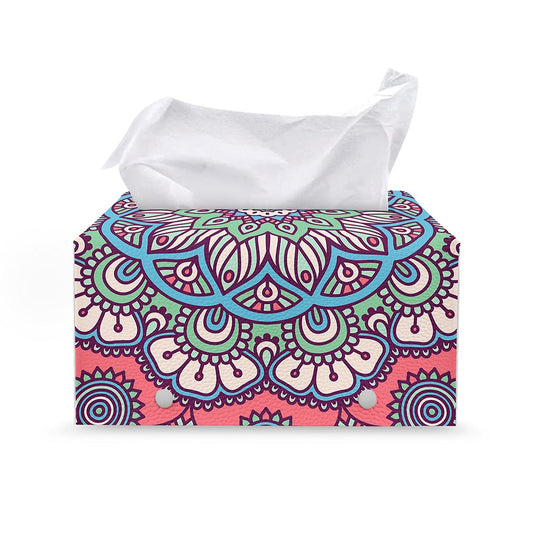 Pastel Mandala Bohemian Pattern Print Leather Tissue Box Cover