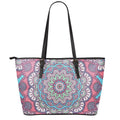 Pastel Mandala Bohemian Pattern Print Leather Tote Bag With Zipper