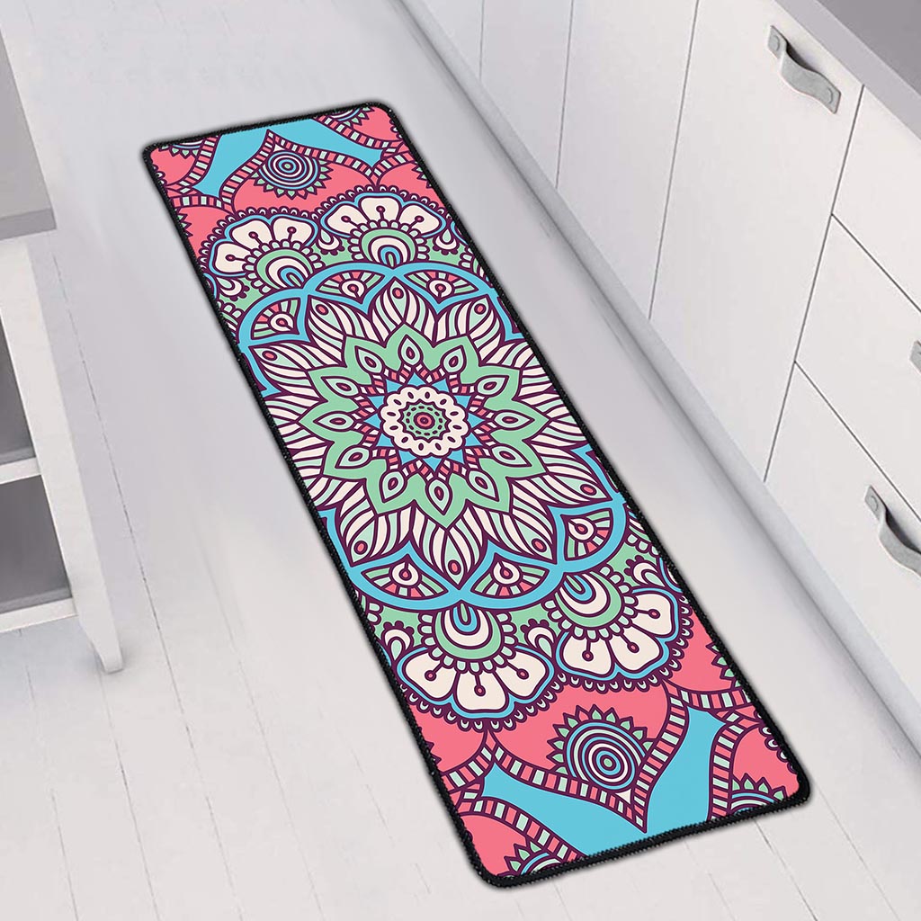 Pastel Mandala Bohemian Pattern Print Long Kitchen Mat