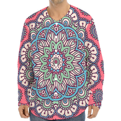 Pastel Mandala Bohemian Pattern Print Long Sleeve Baseball Jersey
