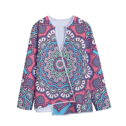 Pastel Mandala Bohemian Pattern Print Long Sleeve Short Coat
