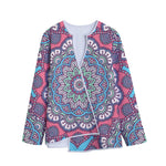Pastel Mandala Bohemian Pattern Print Long Sleeve Short Coat