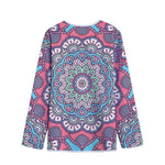 Pastel Mandala Bohemian Pattern Print Long Sleeve Short Coat