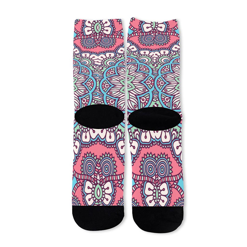 Pastel Mandala Bohemian Pattern Print Long Socks
