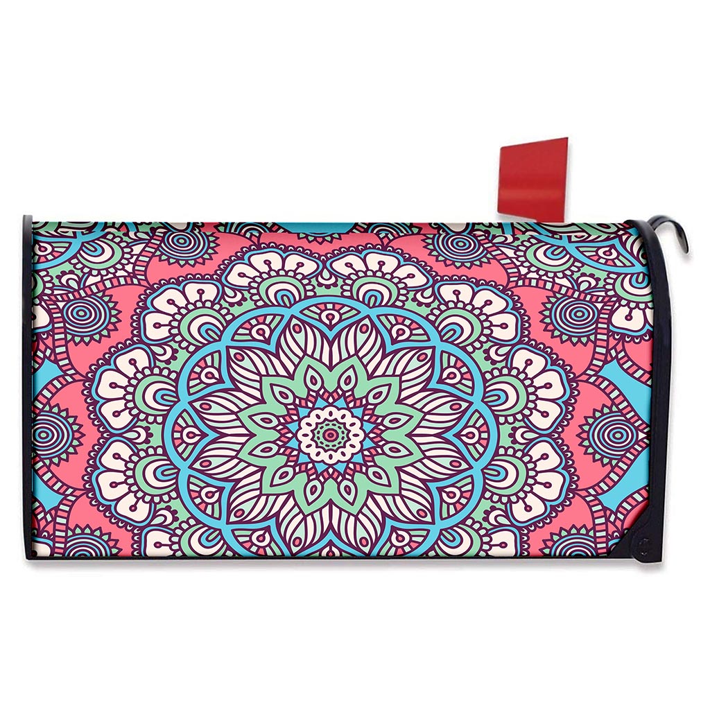 Pastel Mandala Bohemian Pattern Print Mailbox Cover