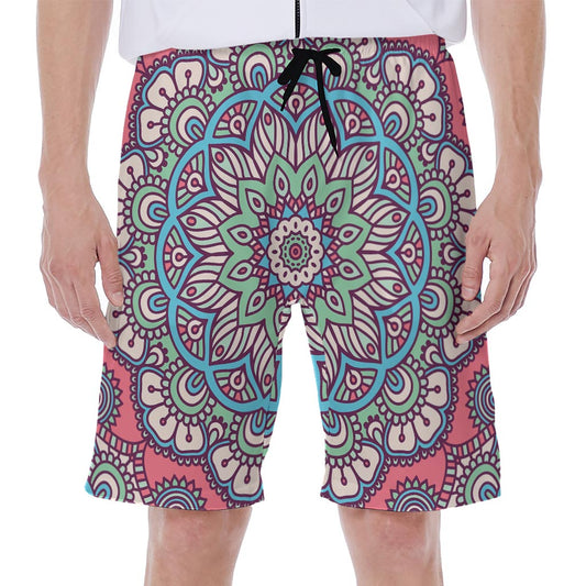 Pastel Mandala Bohemian Pattern Print Men's Beach Shorts