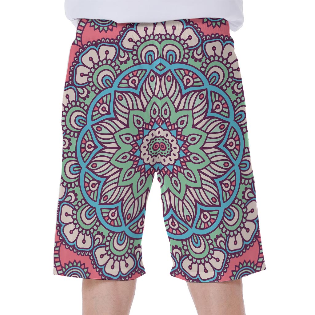 Pastel Mandala Bohemian Pattern Print Men's Beach Shorts
