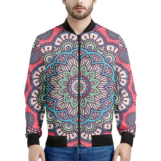 Pastel Mandala Bohemian Pattern Print Men's Bomber Jacket