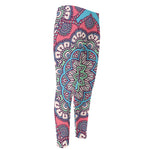 Pastel Mandala Bohemian Pattern Print Men's Compression Pants