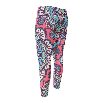 Pastel Mandala Bohemian Pattern Print Men's Compression Pants