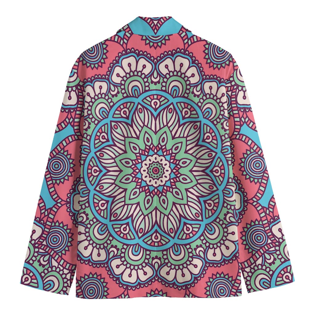 Pastel Mandala Bohemian Pattern Print Men's Cotton Blazer