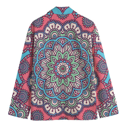 Pastel Mandala Bohemian Pattern Print Men's Cotton Blazer