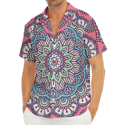 Pastel Mandala Bohemian Pattern Print Men's Deep V-Neck Shirt