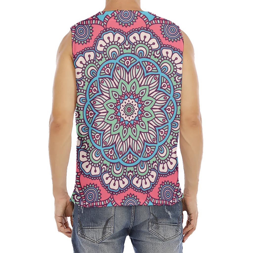 Pastel Mandala Bohemian Pattern Print Men's Fitness Tank Top