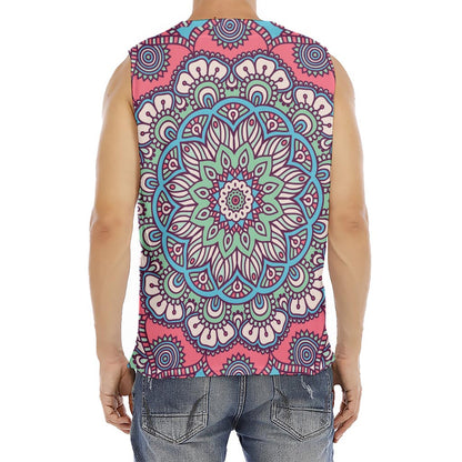 Pastel Mandala Bohemian Pattern Print Men's Fitness Tank Top
