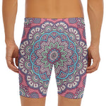 Pastel Mandala Bohemian Pattern Print Men's Long Boxer Briefs