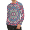 Pastel Mandala Bohemian Pattern Print Men's Long Sleeve Rash Guard