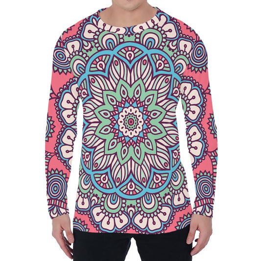 Pastel Mandala Bohemian Pattern Print Men's Long Sleeve T-Shirt