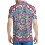 Pastel Mandala Bohemian Pattern Print Men's Polo Shirt