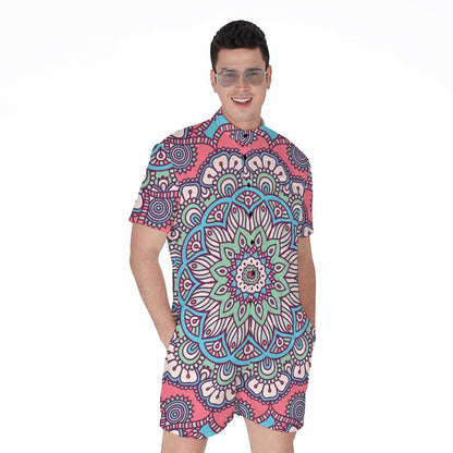 Pastel Mandala Bohemian Pattern Print Men's Rompers
