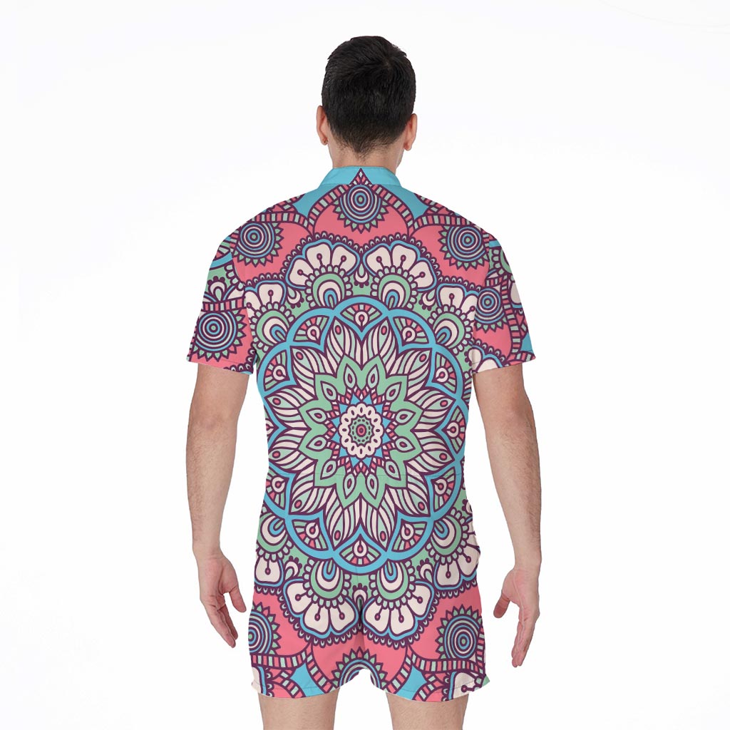 Pastel Mandala Bohemian Pattern Print Men's Rompers