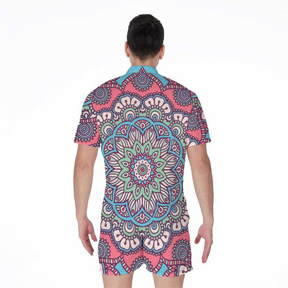 Pastel Mandala Bohemian Pattern Print Men's Rompers