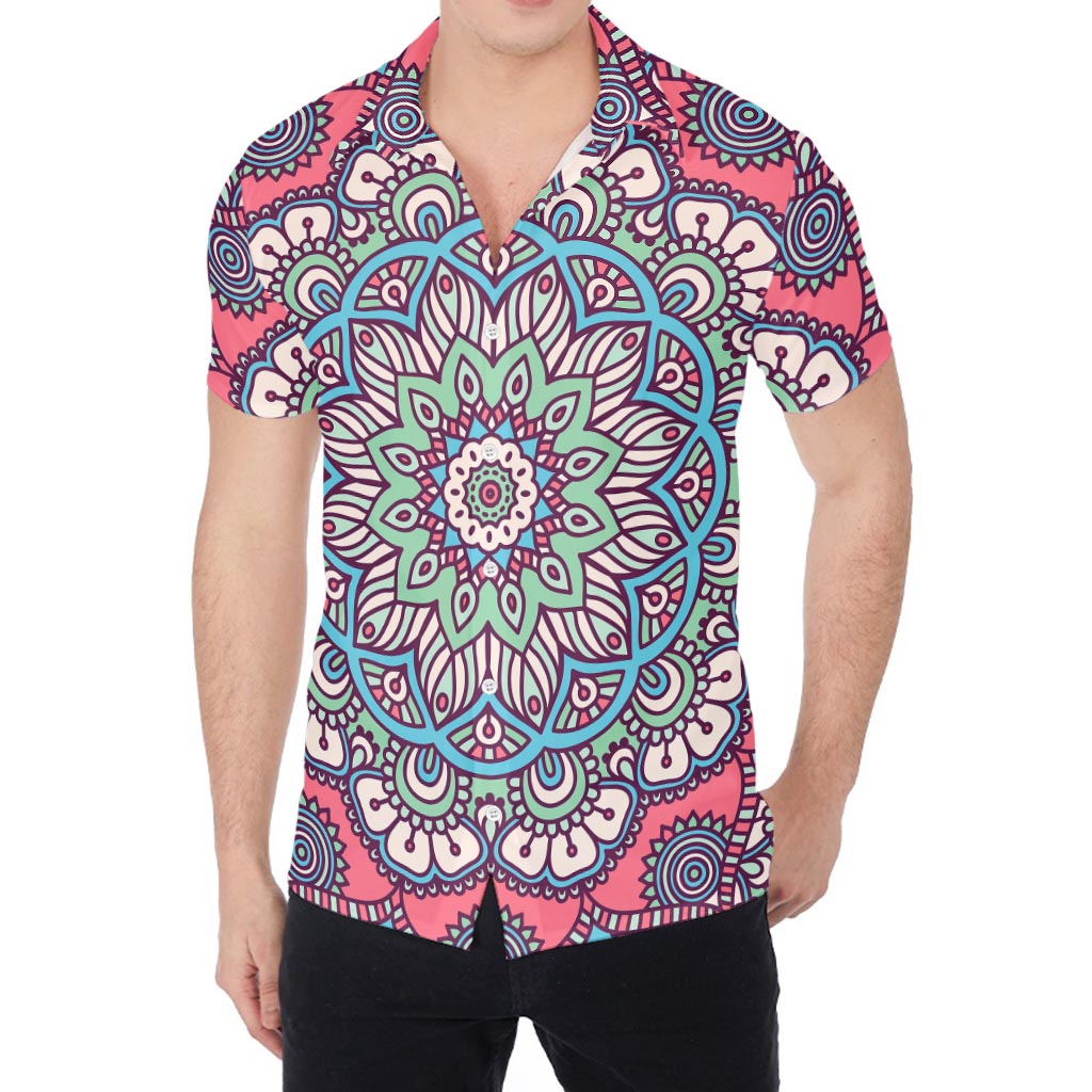 Pastel Mandala Bohemian Pattern Print Men's Shirt