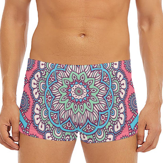 Pastel Mandala Bohemian Pattern Print Men's Short Boxer Briefs
