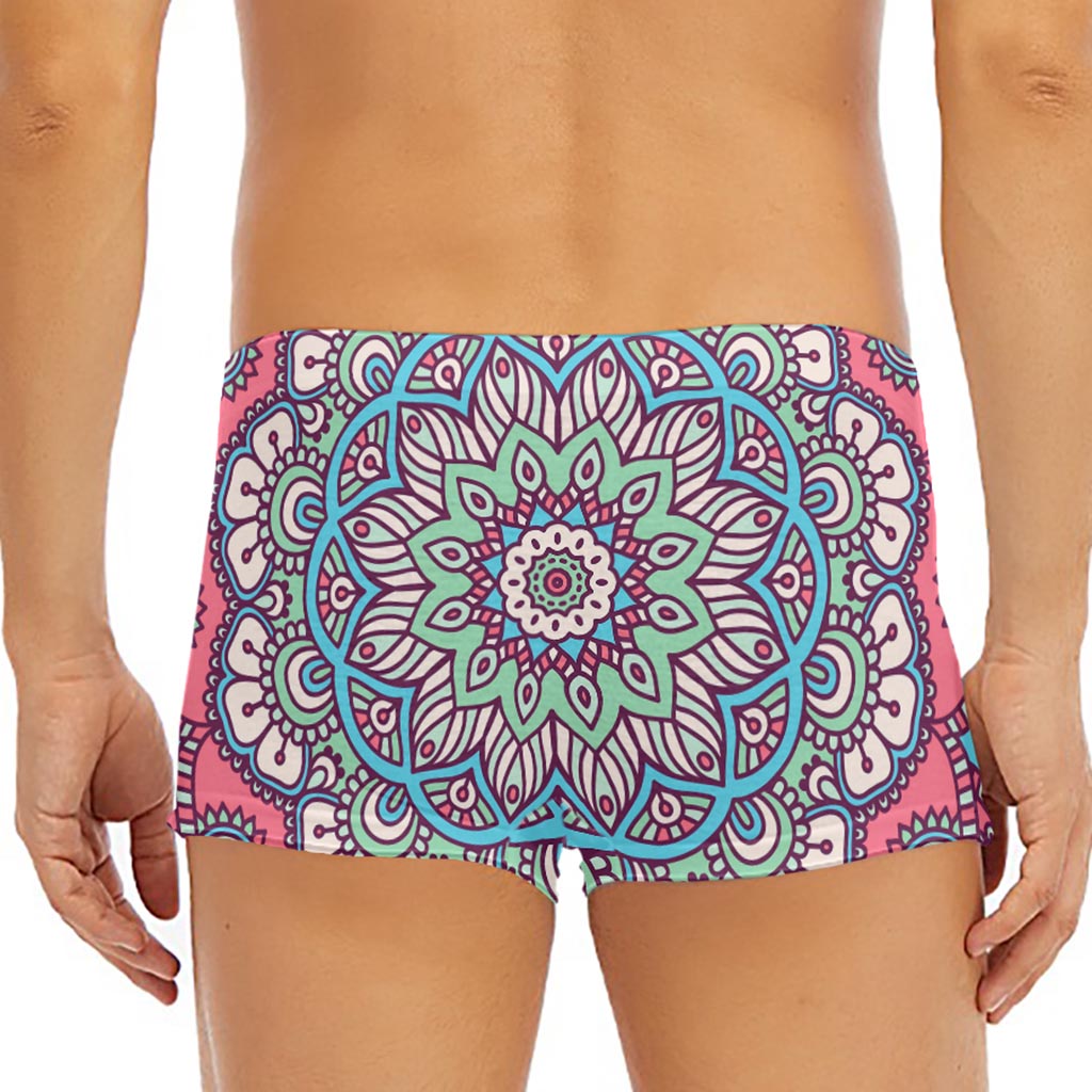 Pastel Mandala Bohemian Pattern Print Men's Short Boxer Briefs