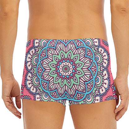 Pastel Mandala Bohemian Pattern Print Men's Short Boxer Briefs