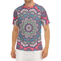 Pastel Mandala Bohemian Pattern Print Men's Short Sleeve Rash Guard