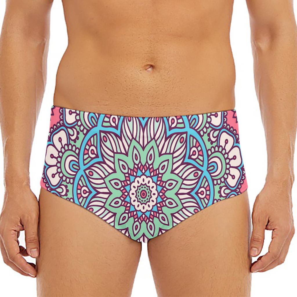 Pastel Mandala Bohemian Pattern Print Men's Triangle Swim Briefs