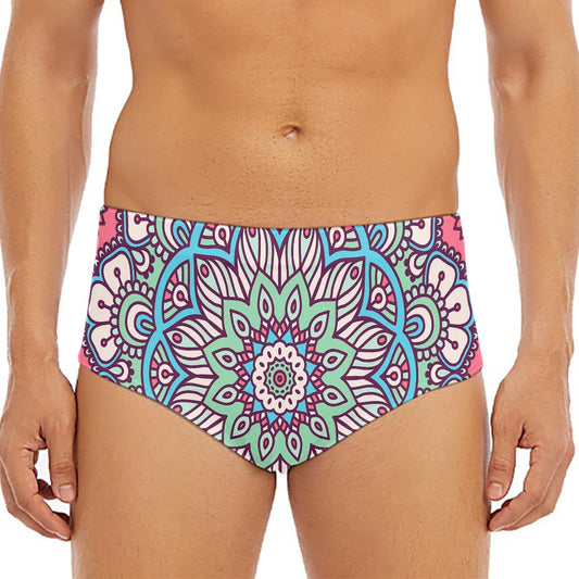 Pastel Mandala Bohemian Pattern Print Men's Triangle Swim Briefs