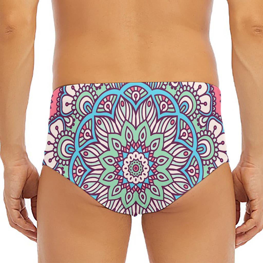 Pastel Mandala Bohemian Pattern Print Men's Triangle Swim Briefs