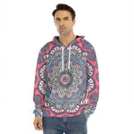 Pastel Mandala Bohemian Pattern Print Men's Velvet Pullover Hoodie