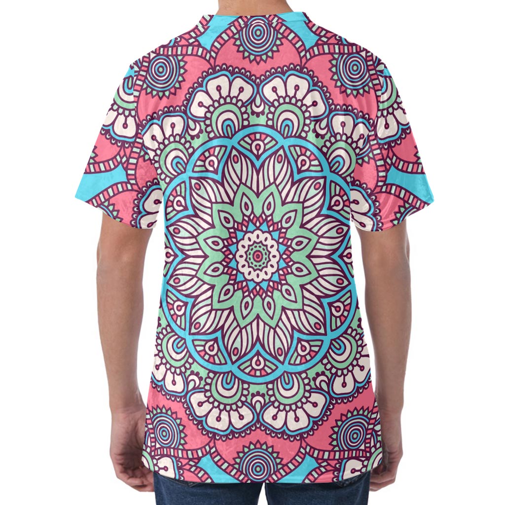 Pastel Mandala Bohemian Pattern Print Men's Velvet T-Shirt