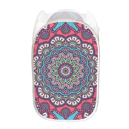 Pastel Mandala Bohemian Pattern Print Mesh Laundry Hamper