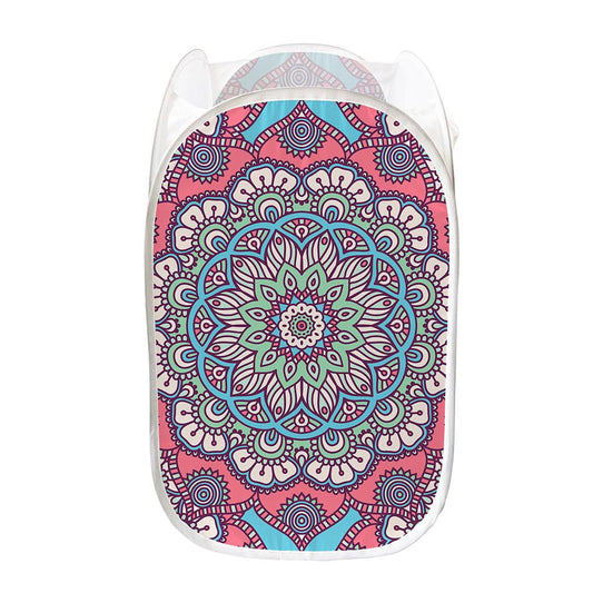Pastel Mandala Bohemian Pattern Print Mesh Laundry Hamper