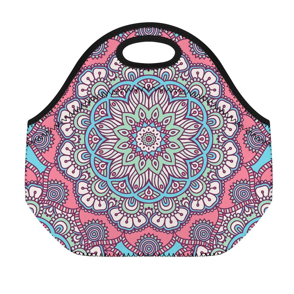 Pastel Mandala Bohemian Pattern Print Neoprene Lunch Bag