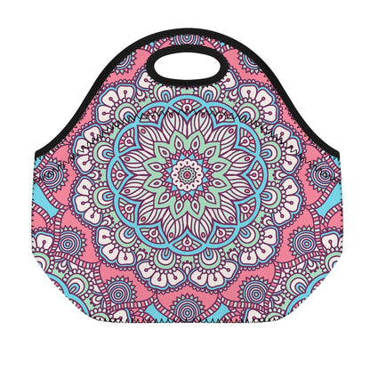 Pastel Mandala Bohemian Pattern Print Neoprene Lunch Bag