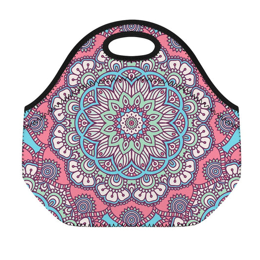 Pastel Mandala Bohemian Pattern Print Neoprene Lunch Bag