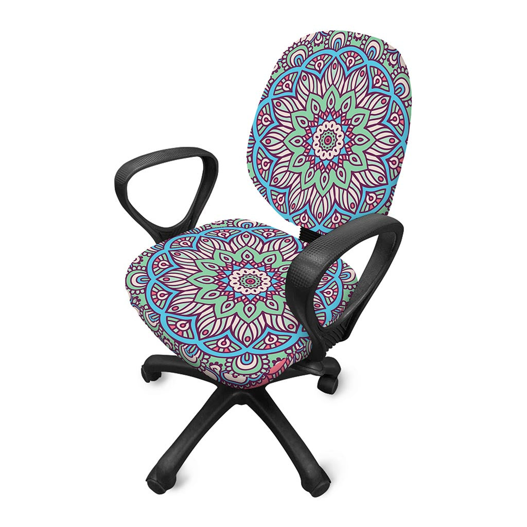 Pastel Mandala Bohemian Pattern Print Office Chair Cover
