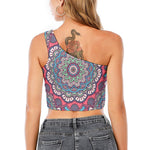 Pastel Mandala Bohemian Pattern Print One Shoulder Crop Top
