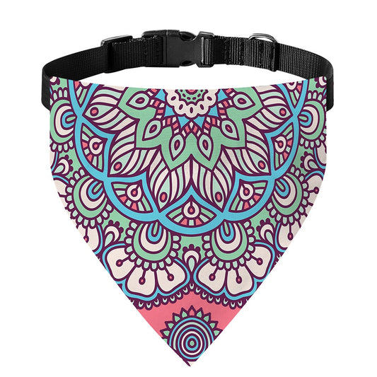 Pastel Mandala Bohemian Pattern Print Over The Collar Dog Bandana